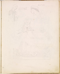 1952P6.34 Sketch of female costume and headdress decoration
