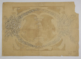 1974M3.228 Design for a floral cartouche, possibly for plasterwork