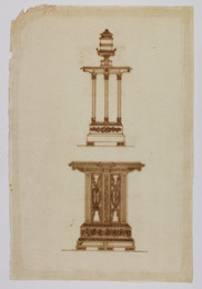 1974M3.108.1 Wilkinson Tracing, Design for an urn on a pedestal, and for a stand with inlaid decoration