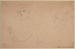 1906P771 Chaucer at the Court of Edward III - Study of the Heads of and Shoulders of two Women