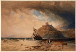 1920P6 Wreck on the Coast of North Wales, Criccieth Castle