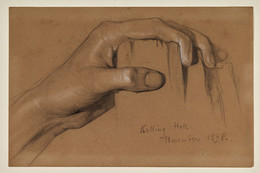 1906P857 Study of a left hand grasping the top of a post