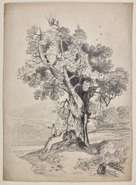 1906P973 Study of a Tree and Figure in a Landscape (after John Sell Cotman)