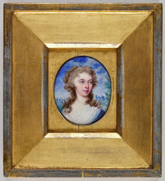 1940P437 Miniature portrait of a woman in a blue dress