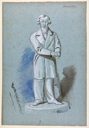 1930P1105 Reverse view: A caricature of the George Dawson statue erected in Birmingham in 1881