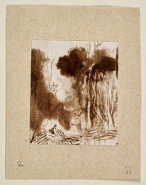 1945P60.2 Study of Woodland With Seated Figure