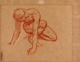 1957P9 Life Study (Crouching Male Nude)
