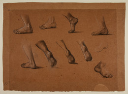 1904P218 St George Series - Feet Studies for Female Attendant scattering Flowers and Musicians for 'The Return of St George and the Princess'