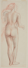 1927P573 Female Nude - Study of a figure seen from the back, holding Violin and Bow