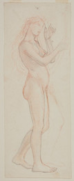 1927P572 Female Nude - Study of Figure holding Harp, facing right