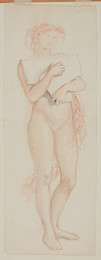 1927P575 Female Nude - Study of a Female Figure holding a musical Instrument