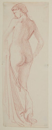 1927P577 Female Nude - Study of a Female Figure holding Drapery