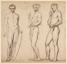 1906P705 Chaucer at the Court of Edward III -  Nude Studies for the Figures of Byron, Burns and Shakespeare