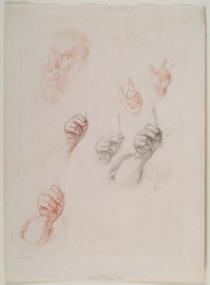 1924P72 Eight Figure Studies on One Sheet or Hands and a Head