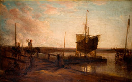 1928P596 Jetty With Boats