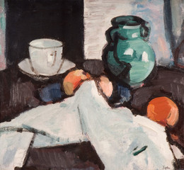 1948P34 Still Life with Bowl of Fruit, Jug, Cup and Saucer