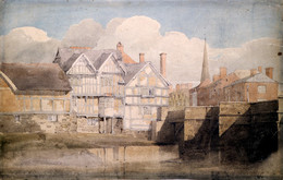 1907P331 Old Houses and Wye Bridge, Hereford