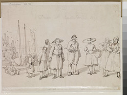 1953P355 Sketch of Dutch fisherfolk