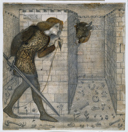 1927P594 Tile Design - Theseus and the Minotaur in the Labyrinth