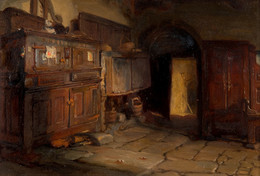 1901P31.7 A Breton Cottage Interior