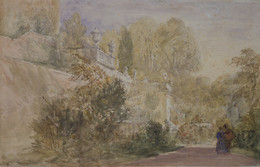 1941P240 Sketch of the Terrace in Garden of Powis Castle