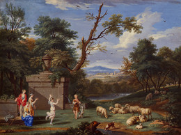 1990P106 Classical Landscape with Shepherds and Shepherdess