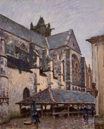 1948P26 The Church at Moret in the Rain