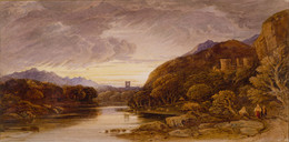 1919P146 River Scene With Castle