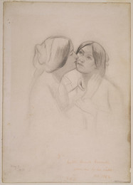 1920P711 Heads of two Women, One Kissing the Other