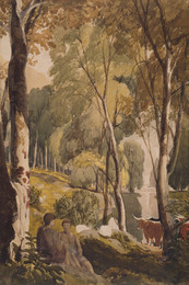 1953P420 Pastoral with Cattle and Figures in a Glade