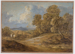 1953P215 Wooded Landscape With Figures on Horseback