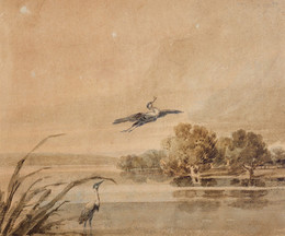 1953P229 Lake Scene With Two Herons