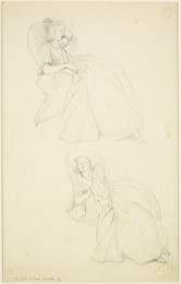 1906P677 Female - Two Studies of a Young Woman in eighteenth-century Costume