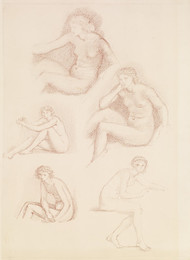 1904P48 Female Nude - Five Studies of a seated Girl
