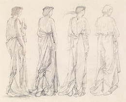 1904P70 St George Series - Four Studies of Female Attendants for 'The Princess led to the Dragon'
