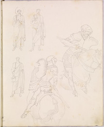 1952P6.100 Sketches of drapery worn by Saints, and knights on horseback