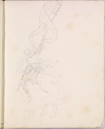 1952P6.104 Study of a Medieval knight on horseback carrying a standard