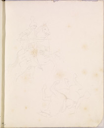 1952P6.106 Two sketches of knight on horseback and a fallen horse