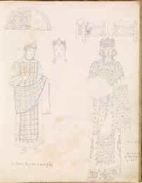 1952P6.15 Sketch of costume, hair and ornamented decoration