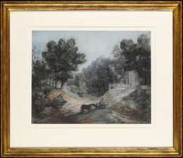 1953P209 Wooded Landscape With Horseman And Buildings