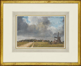 1953P414 Landscape With Village And Windmill