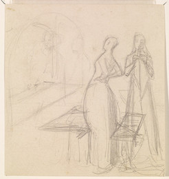 1906P635 Mariana - Figure Sketch and Sketch of a Woman folding Cloth