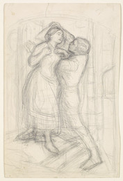 1906P562 The Escape of a Heretic - Sketch of the Girl and her Lover
