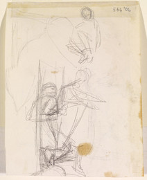 1906P564 The Escape of a Heretic - Two Sketches of the bound Monk with Arms tied behind Back