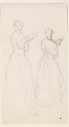 1906P577 Female - Two Sketches of a Young Woman holding a Book