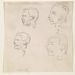 1906P578 Male - Four Profile Head Sketches of moustached Man