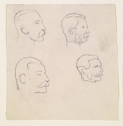 1906P578 Male - Four Profile Head Sketches of moustached Man