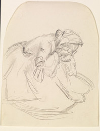 1906P582 Female - Sketch of a distraught Woman, seated