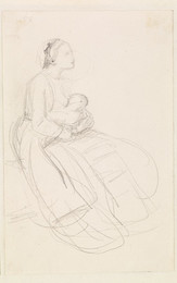 1906P599 Female - Sketch of Mother breastfeeding her Baby