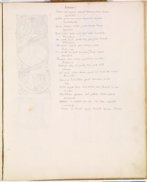 1952P6.29 Study of decorative moulding, with SUPERBIA poem